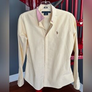 Ralph Lauren Yellow Cream Stripe Button Down Shirt